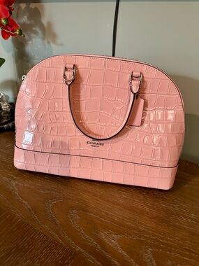 Coach Pink Crocodile Leather Satchel